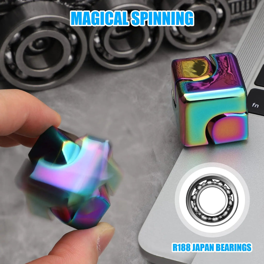Metal Cube Rotating Fingertip Gyroscope Fidget anti Stress Toys Adult Office Home Travel Portable Spinner Toys Christmas Gifts
