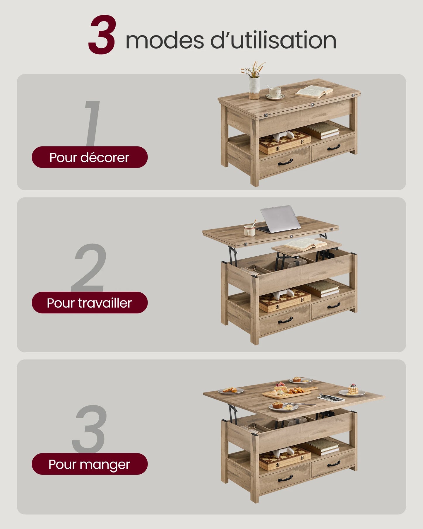 Table moderne relevable