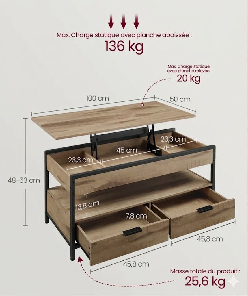 Table moderne relevable